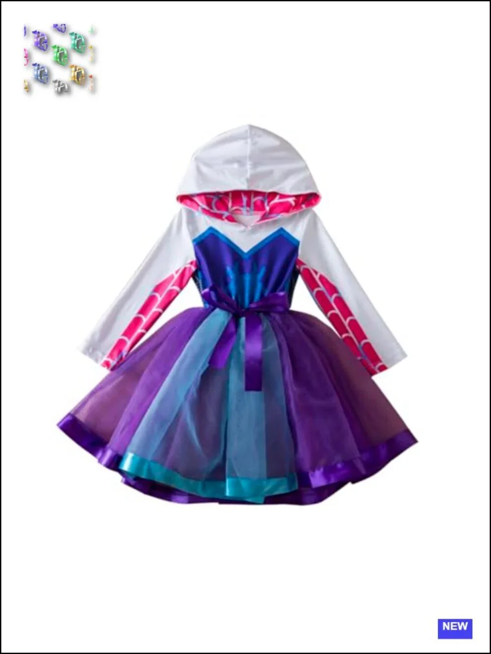 Girls Spider-Gwen Cosplay Tutu Dress Halloween Costume Hoodie 3-14Y